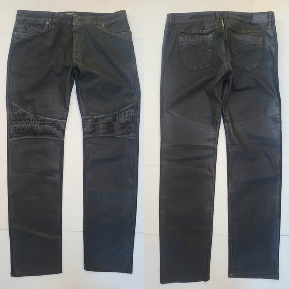 New Men's ROBIN'S JEAN sz 40 Motorcycle Slim Coated Jeans